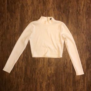 ribbed white mock neck crop top